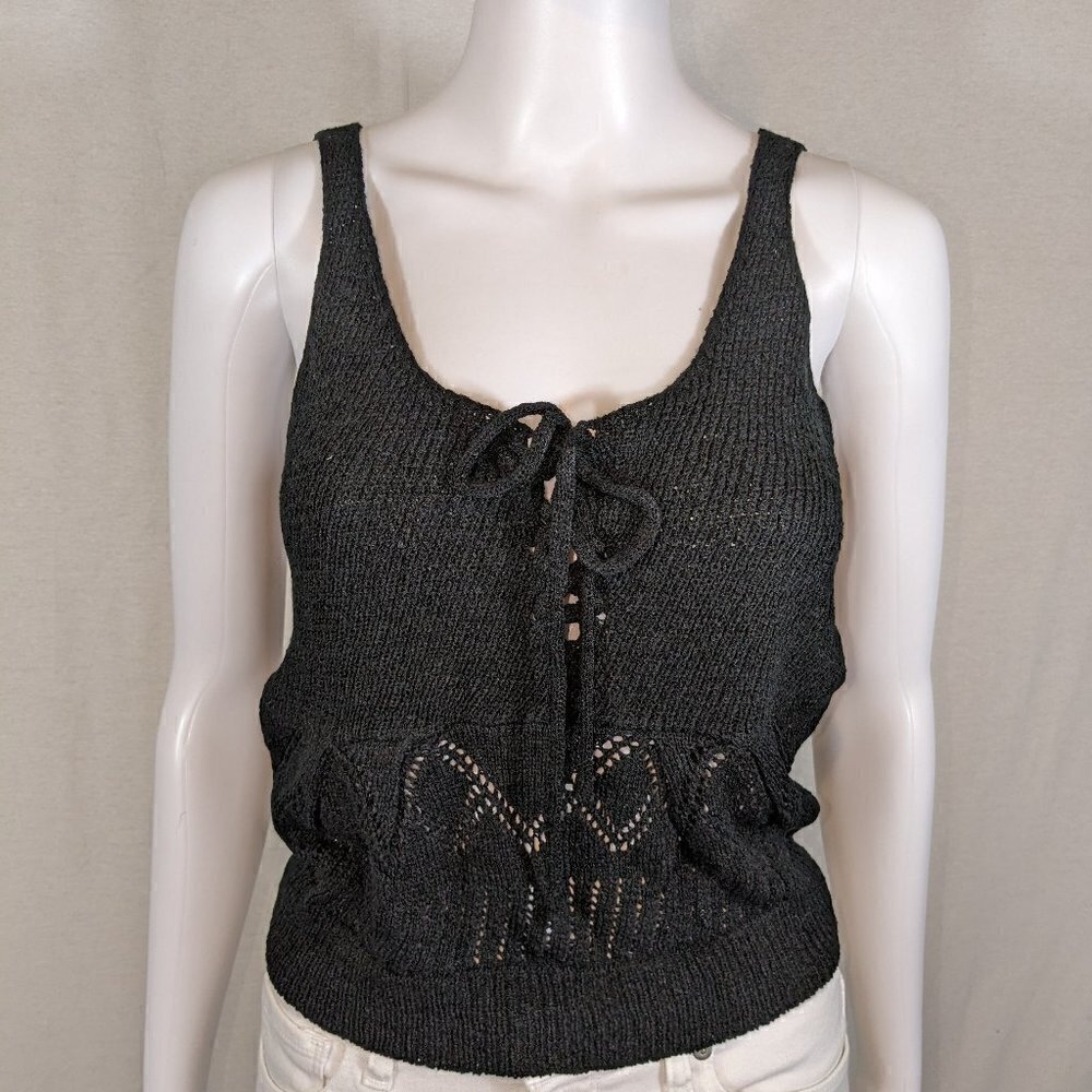 LISA SAYS GAH Black Knitted Sweater Tank Top Women's Size M/L NWT